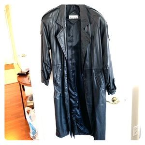 MENS Genuine Leather Trench Coat